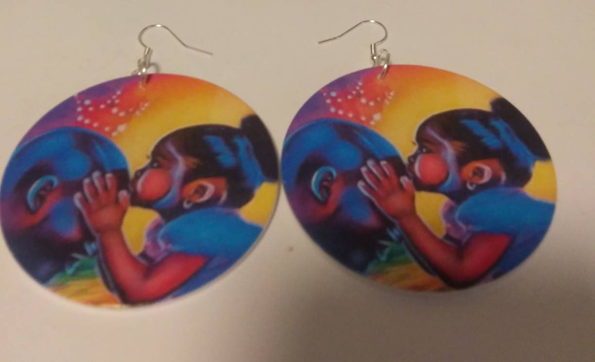 African Daddy's girl Wood earrings Etsy.de