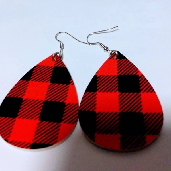 Christmas buffalo plaid earrings