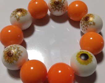 Fall sunflower orange bubblegum bracelet