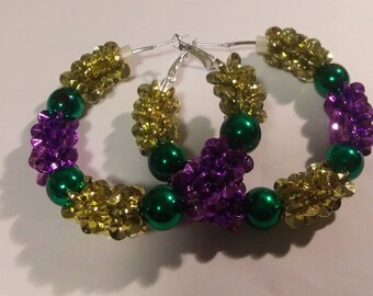 mardi gras hoop earrings