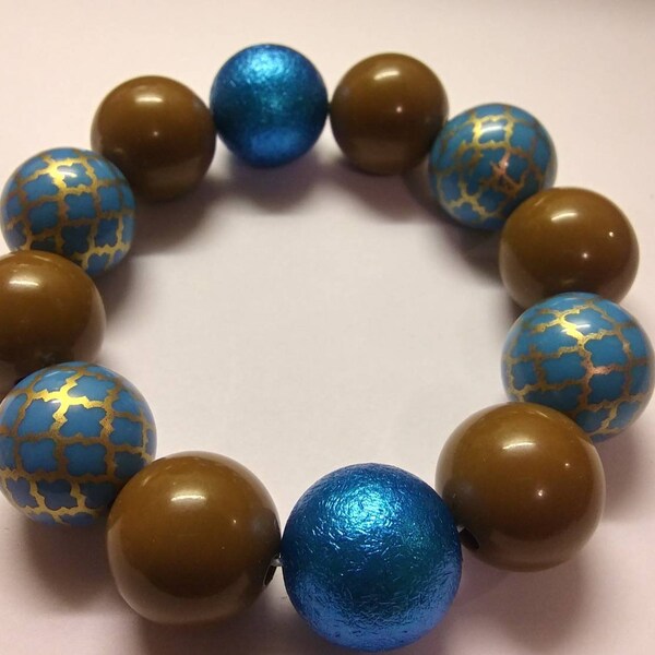 Blue gold brown chunky bracelet
