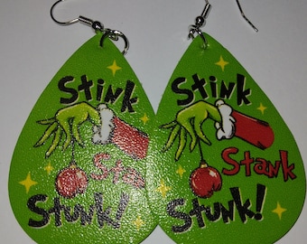 Grinch Christmas earrings