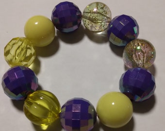 Purple and yellow chunky bead bracelet