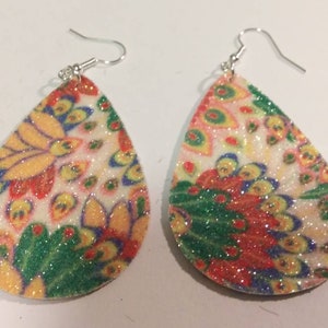 Teardrop rainbow flower earrings