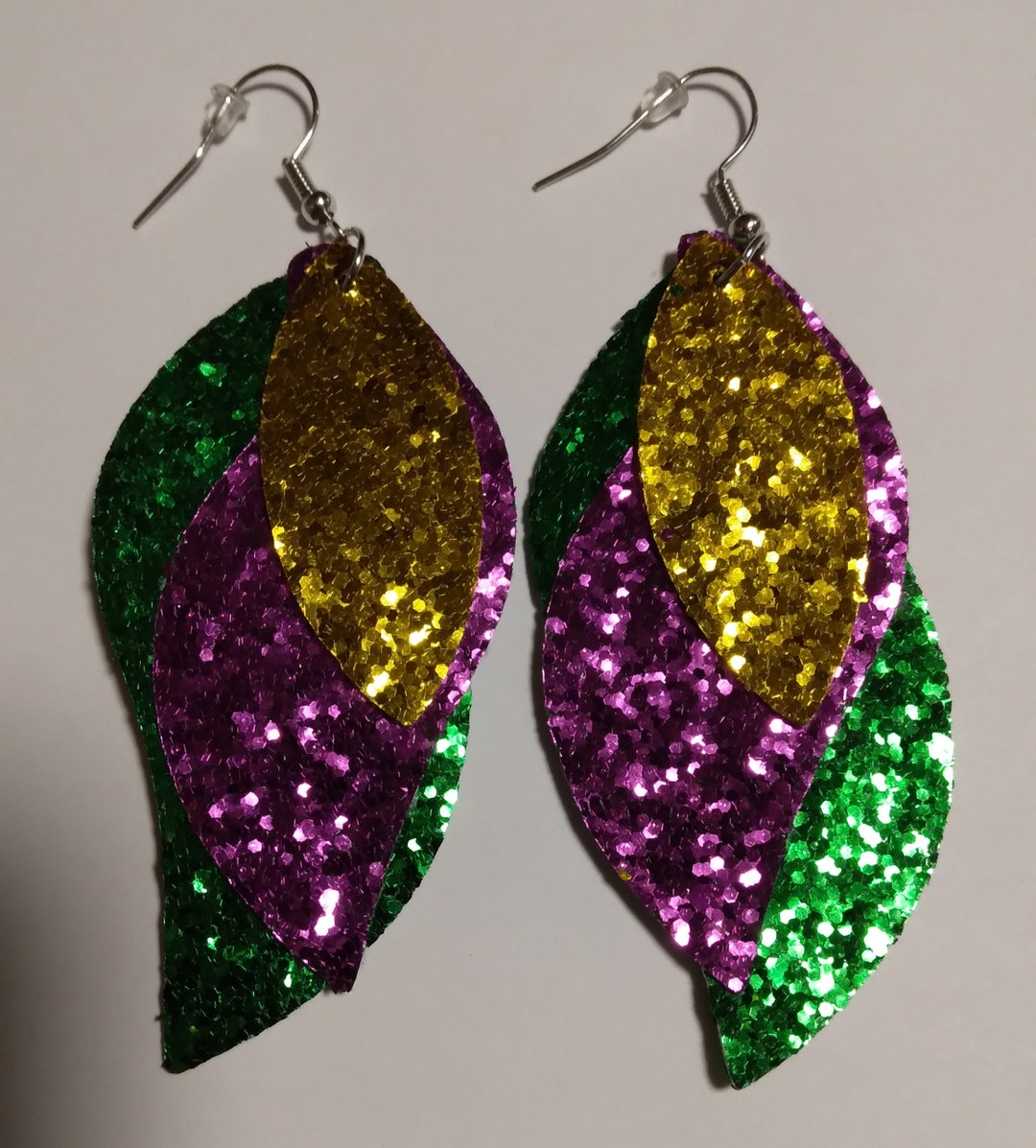 Mardi Gras Flower Rhinestone Dangle Earrings main image 1