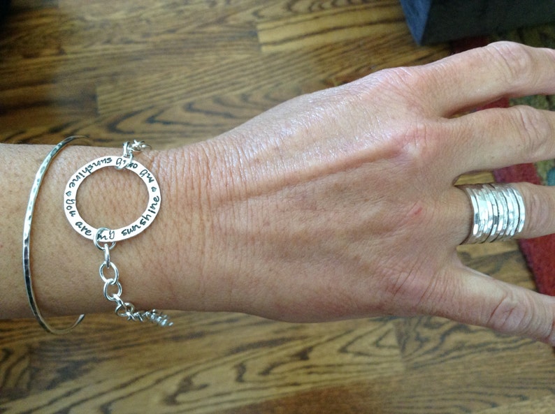Heavy link sterling silver eternity bracelet personalized charm jewelry infinity you are my sunshine