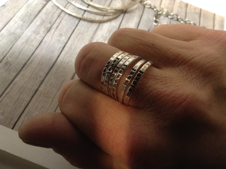 New skinny personalized stackable stacking rings sterling Etsy