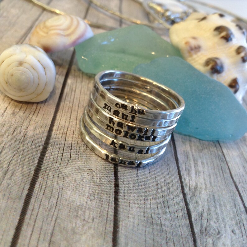 New skinny personalized stackable stacking rings sterling Etsy