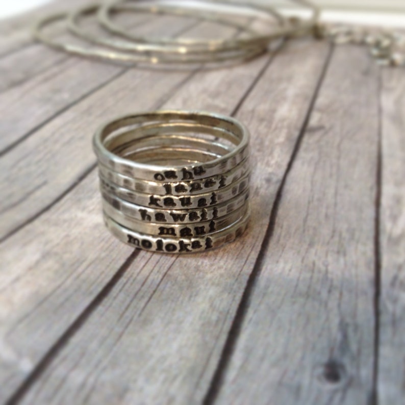 New skinny personalized stackable stacking rings sterling Etsy