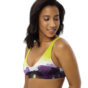NON-BINARY Watercolor Pride Recycled Bikini Top- Up to 3XL