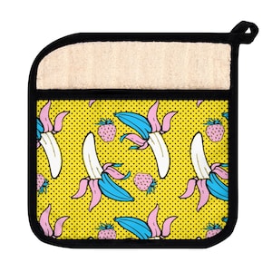 STRAWNANA FUNK- Strawberry/Banana Pot Holder with Pocket