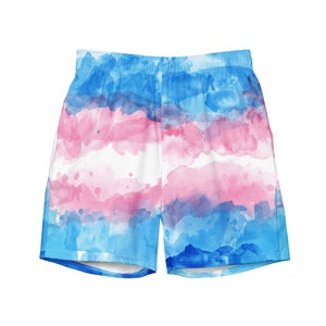 Calção de banho unissex reciclado TRANSGÊNERO Watercolor Pride - ATÉ 6X!