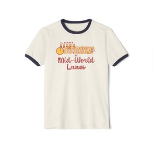 Mid-World Lanes Bowling Logo- The Dark Tower Unisex Ringer Tee (UP TO 4X!)