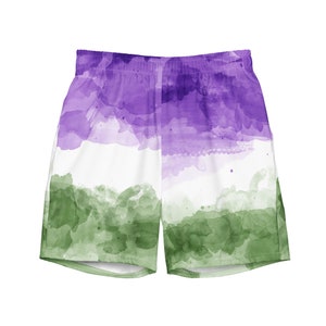 Calção de banho unissex reciclado GENDERQUEER Watercolor Pride - ATÉ 6X!