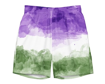 GENDERQUEER Watercolor Pride gerecyclede unisex zwembroek, TOT 6X!