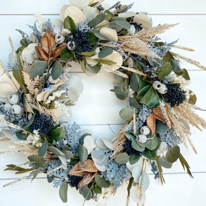 Neutral Fall Eucalyptus Pampas Wreath