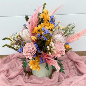 Pastel Dried Floral Arrangement in Container