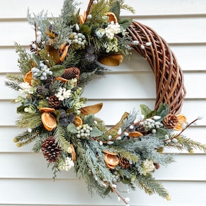 Evergreen Orange Winter Wreath 24"