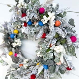 Colorful Christmas Frosted Wreath