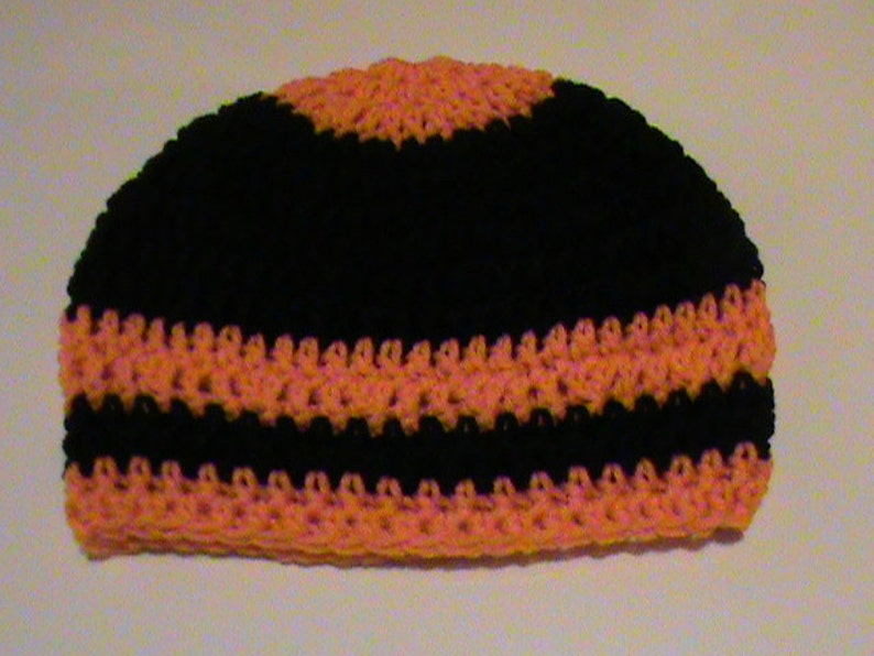 Halloween Crochet Hat Orange and Black Crochet Hat #101 FREE SHIPPING Crochet Hats Black and Orange Crochet Beanie Ready to Ship