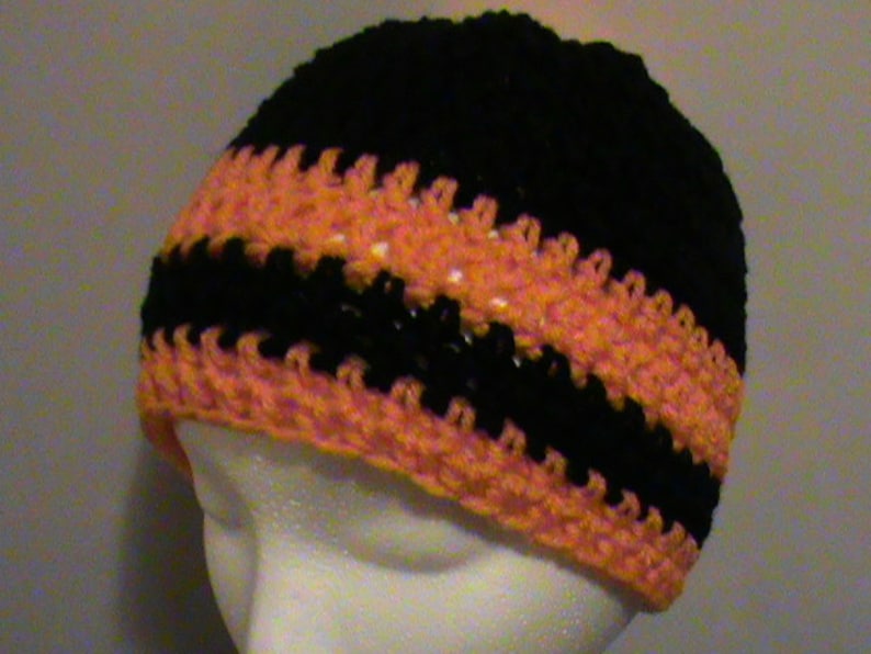 Halloween Crochet Hat Orange and Black Crochet Hat #101 FREE SHIPPING Crochet Hats Black and Orange Crochet Beanie Ready to Ship