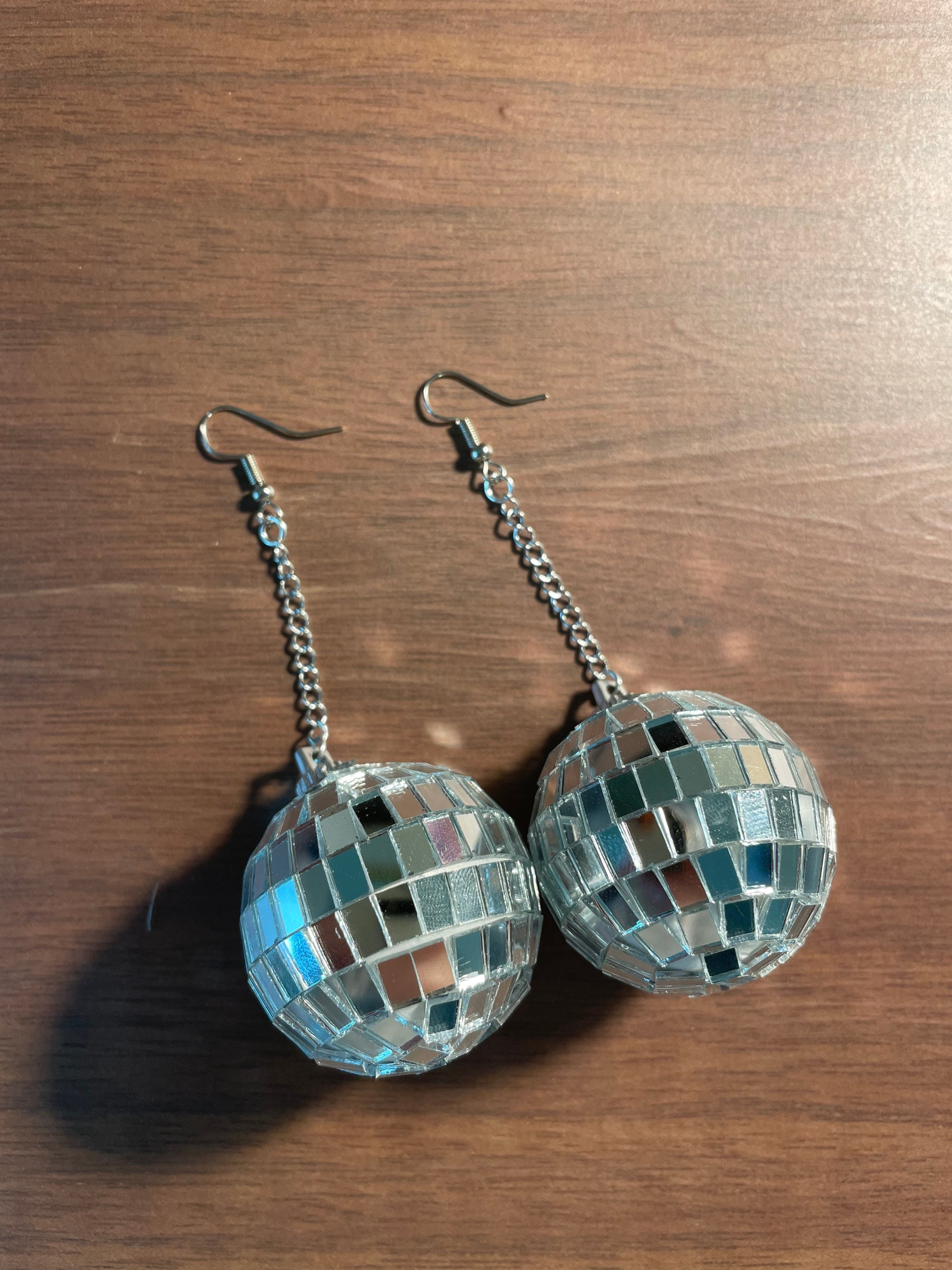 Big Earring, Large Ball Earring, Crystal Clear Earring, Acrylic Earring,  Big Ball Stud Earring, Big Studs, Disco Ball Earrings, Big Earrings 