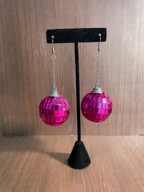 Pink Disco Ball Earrings – Cuteryko