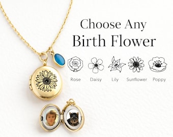 Engraved Photo Locket Necklace for Kids 6 years and older, custom engraved mini locket for children, Photo locket with birthstone for teens.
