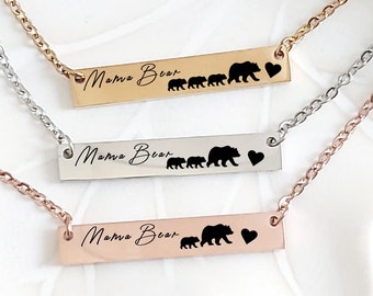 Mama bear necklace with cubs, Mothers Day gifts for mom, mama necklace, custom birthday gift for mom, mom necklace, Christmas gift for mum