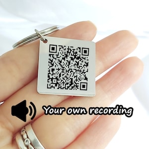 Porte-clés avec code QR pour enregistrement vocal, porte-clés chanson carré gravé personnalisé, cadeau musique personnalisé pour lui, cadeaux pour petit ami