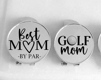 Custom golf ball marker for mom, Mother's Day gift, Birthday gif for golf lover, golf mom gifts, engraved clip hat marker.