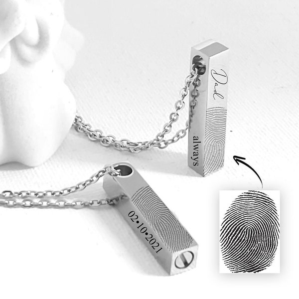 Fingerprint urn necklace for ashes, deceased thumbprint keepsake, Handwriting cremation jewelry, loss of loved one, loss of mother