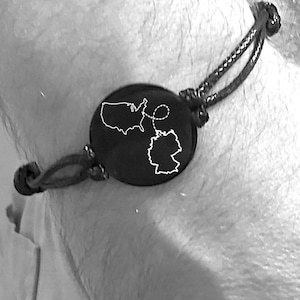 Two country  bracelet for men, long distance relationship Valentines gift ideas for boyfriend, second home two state leather bracelet