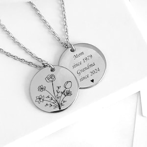 Mothers day necklace for mom and grandma with kids birth flowers, personalized gifts for grandmother, great grandma necklace, nana necklace