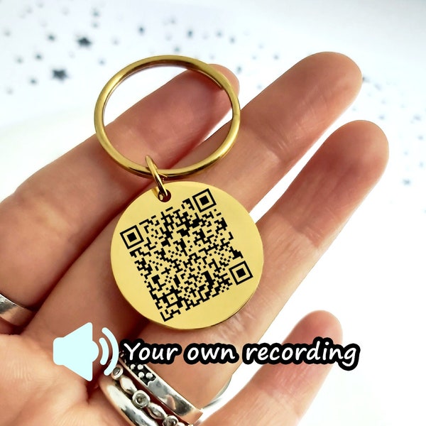 QR code Keychain, soundwave art, voice memorial gift, voice recording keychain, drive safe keychain, fathers day gift, long distance gift
