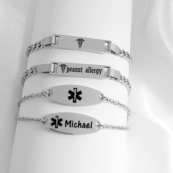 Medical alert bracelet for baby and toddler, custom engraved waterproof ID name bracelets for infants, baby boy and baby girl, kids bracelet