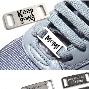 Shoe lace tags, custom engraved Running Shoe Tags for mom, Marathon Runner gift, Running trainers charm for dad, personalized gits for mom image 4