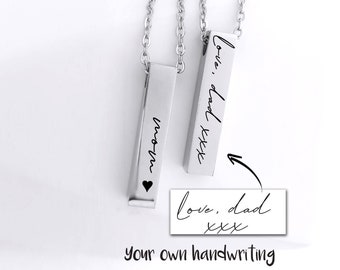 Handwriting jewelry, custom engraved urn necklace for human ashes, cremation jewelry, sympathy gift, dad memorial gift, loss of mother