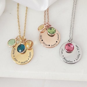 Grandma necklace engraved with kids names, grandma birthstone necklace, mom necklace, mama necklace, Christmas gifts for mom and nana.