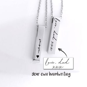 Joyería de escritura a mano, collar de urna grabado personalizado para cenizas humanas, joyería de cremación, regalo de condolencia, regalo conmemorativo para papá, pérdida de la madre