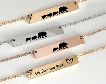 Mama bear necklace with cubs, Mothers Day gifts for mom, mama necklace, custom birthday gift for mom, mom necklace, Christmas gift for mum