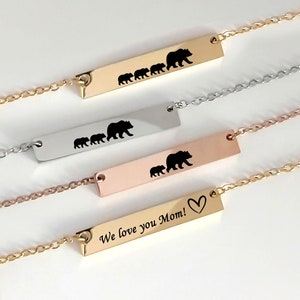 Mama bear necklace with cubs, Mothers Day gifts for mom, mama necklace, custom birthday gift for mom, mom necklace, Christmas gift for mum image 1