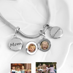 Pequeño medallón con foto para pulsera, recuerdo grabado personalizado con foto de niños para mamá y abuela, regalo personalizado para el Día de la Madre