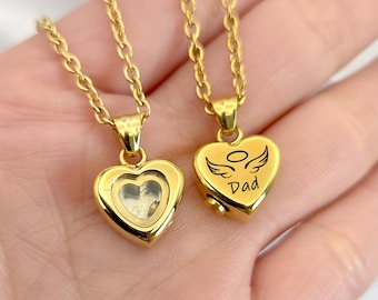 Custom Engraved Heart Urn Necklace for Ashes – Dainty Memorial Jewelry for Pet or Loved One – Stainless Steel and Glass Cremation Necklace