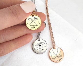 Pinky Promise Necklace Personalized, Hand Gestures Necklace, I Love You Necklace, Best Friend Necklace, Girlfriend Gifts, Friendship Gift