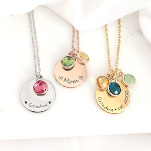 Grandma necklace, grandma birthstone necklace, personalized mom necklace, grandma jewelry, mama necklace, Christmas gifts for mom and nana.