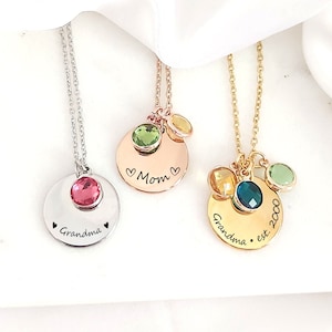 Grandma necklace, grandma birthstone necklace, personalized mom necklace, grandma jewelry, mama necklace, Christmas gifts for mom and nana.