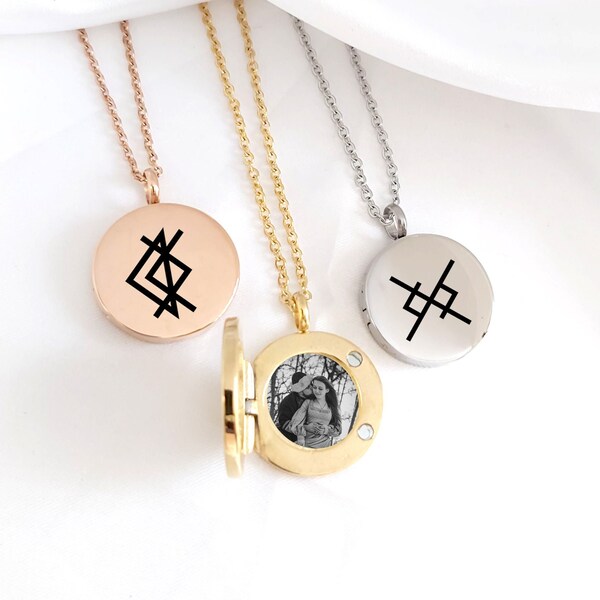 Viking Eternal love symbol locket with picture for couples, personalized anniversary necklace for boyfriend and girlfriend, gay couple gift