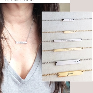 Custom engraved necklace for woman, personalized bar name necklace, birthday gift for mom, gift for best friend, bridesmaid gifts