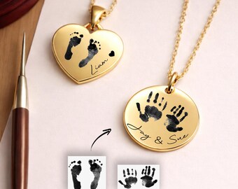 Baby Handprint & Footprint Memorial Necklace, Miscarriage Gift, Infant Loss Keepsake, Personalized Baby Loss Jewelry